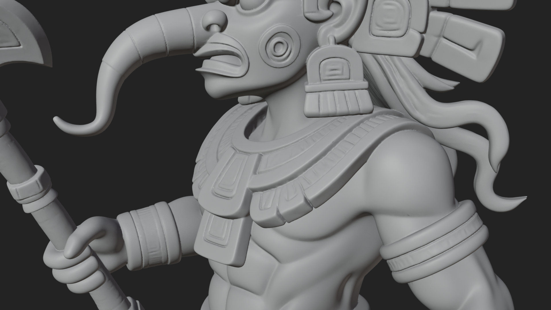 Aztec Feathered Noble Statue Design 21 3D Print Model 3D Model