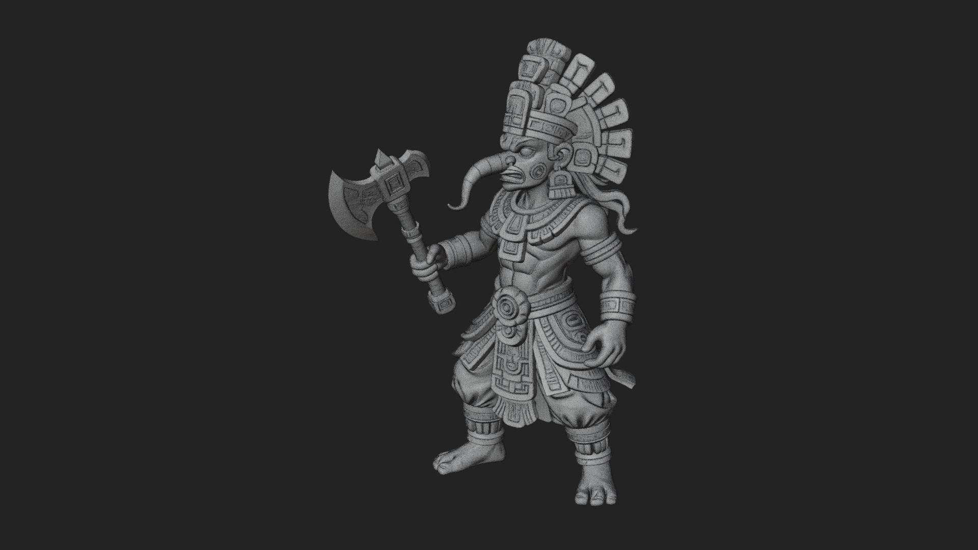 Aztec Feathered Noble Statue Design 21 3D Print Model 3D Model
