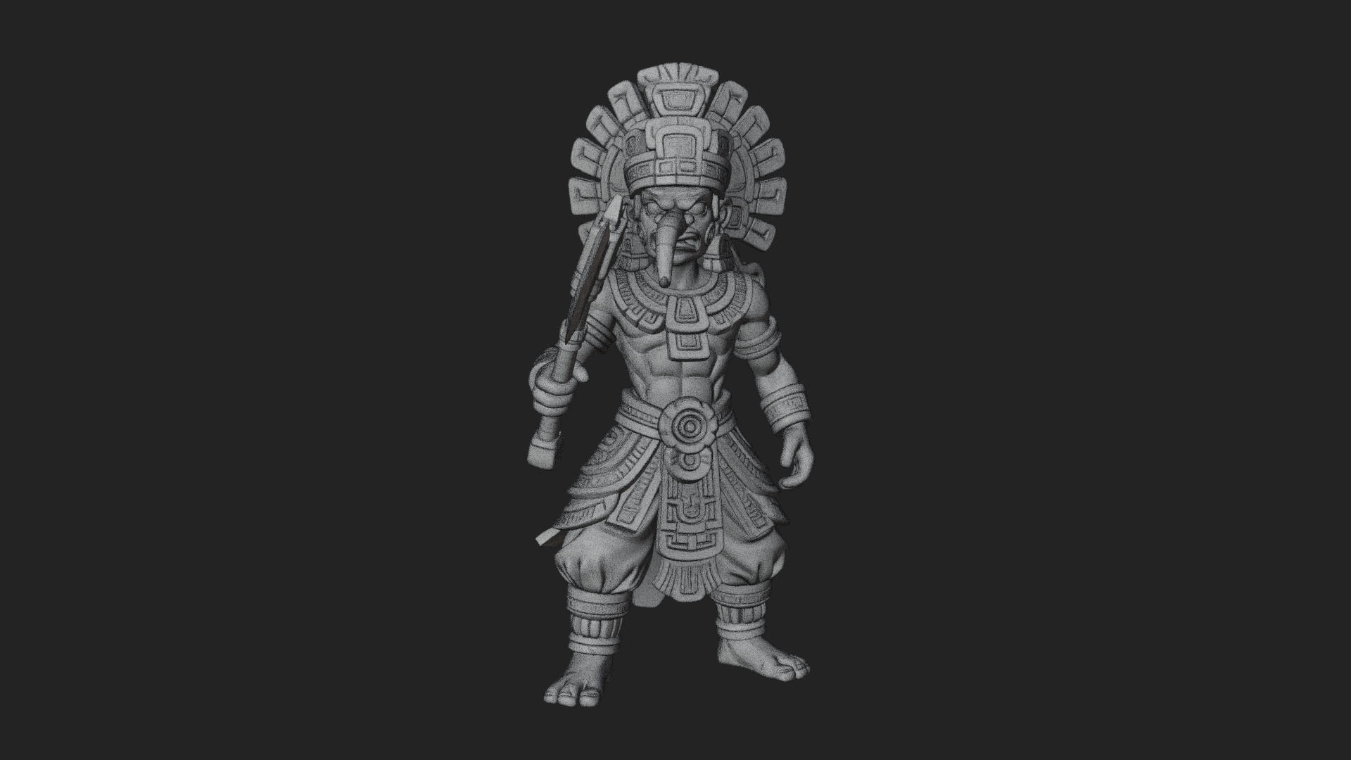 Aztec Feathered Noble Statue Design 21 3D Print Model 3D Model