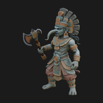 Aztec Feathered Noble Statue Design 21 3D Print Model