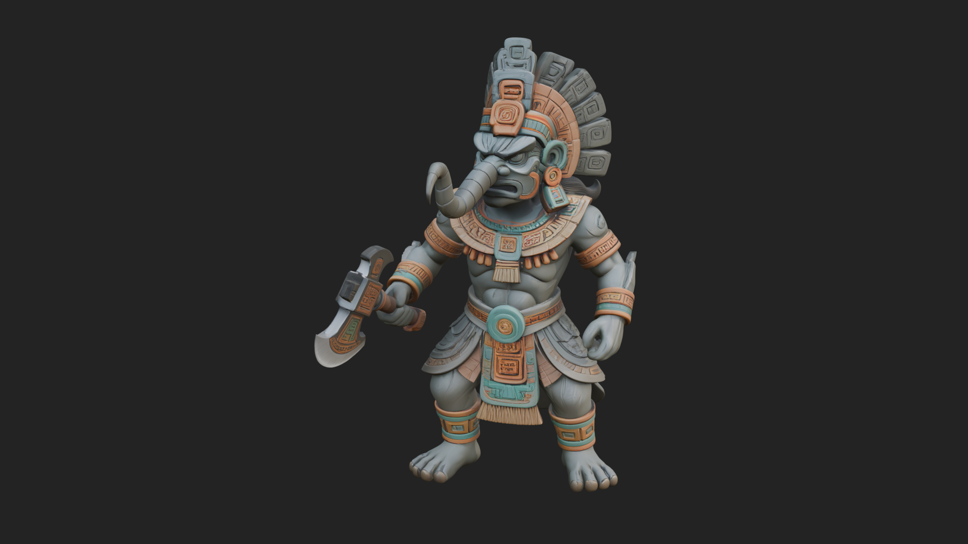 Aztec Feathered Noble Statue Design 22 3D Print Model 3D Model
