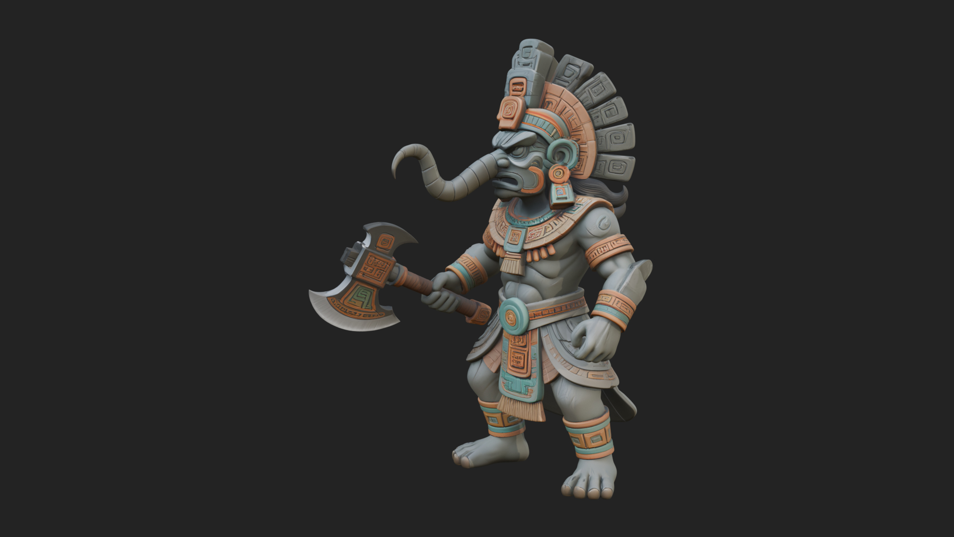Aztec Feathered Noble Statue Design 22 3D Print Model 3D Model