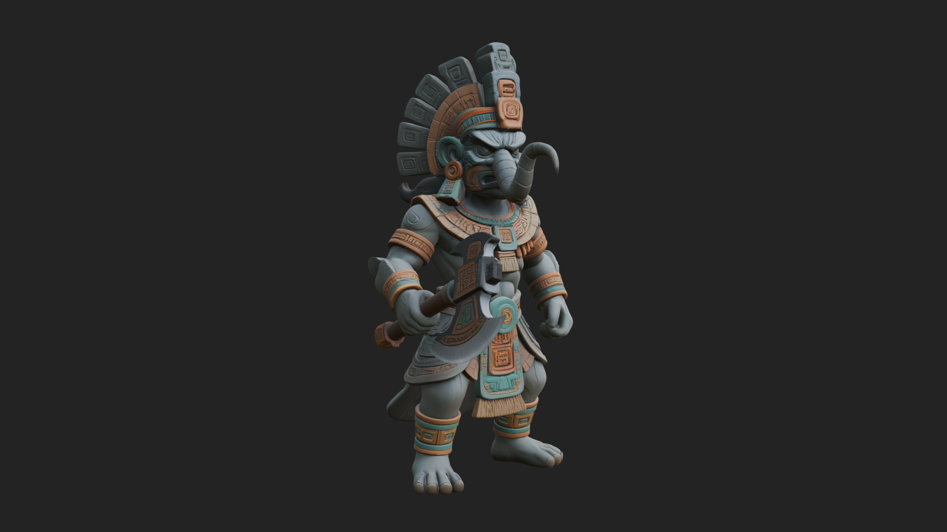 Aztec Feathered Noble Statue Design 22 3D Print Model 3D Model