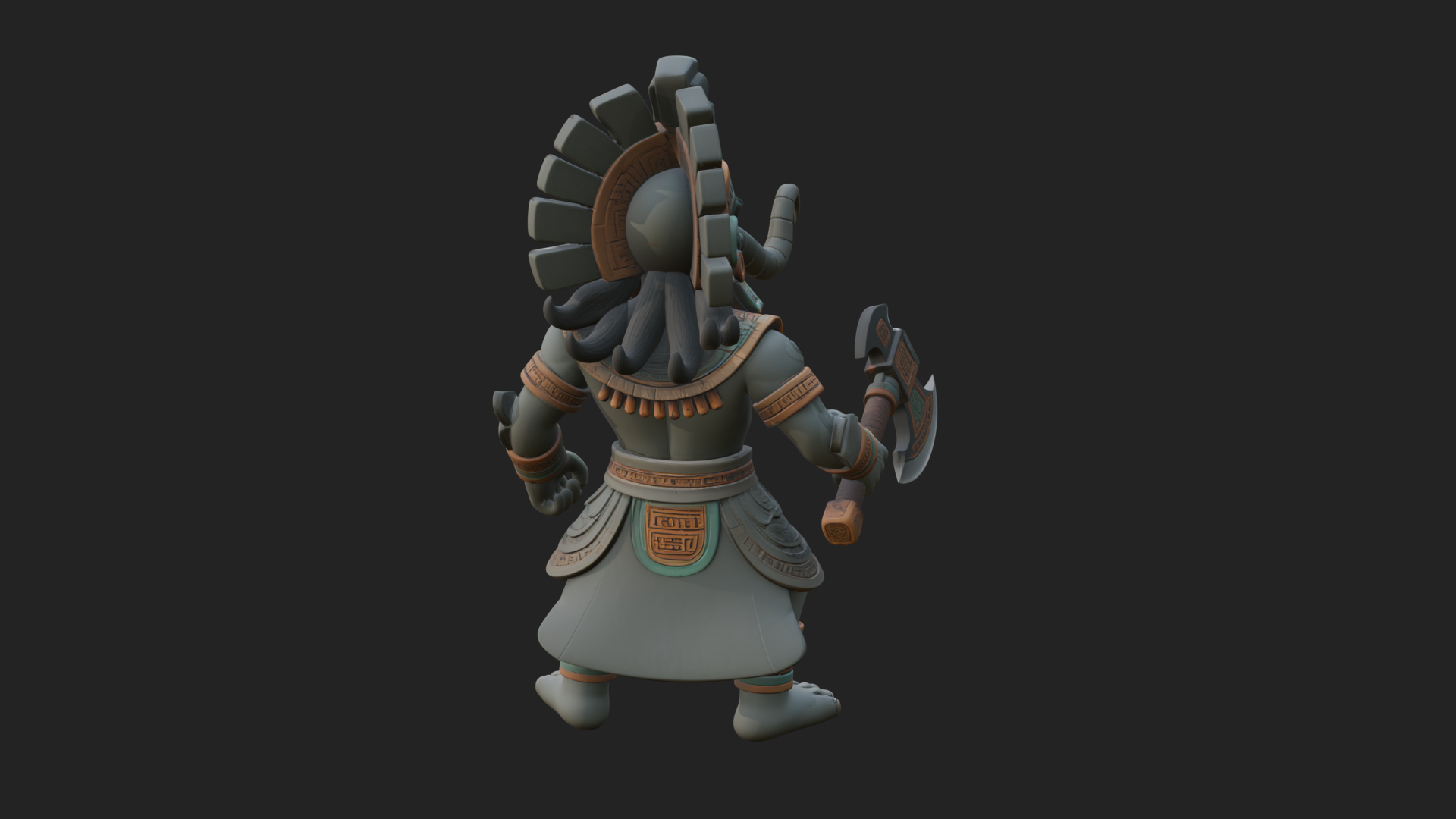 Aztec Feathered Noble Statue Design 22 3D Print Model 3D Model