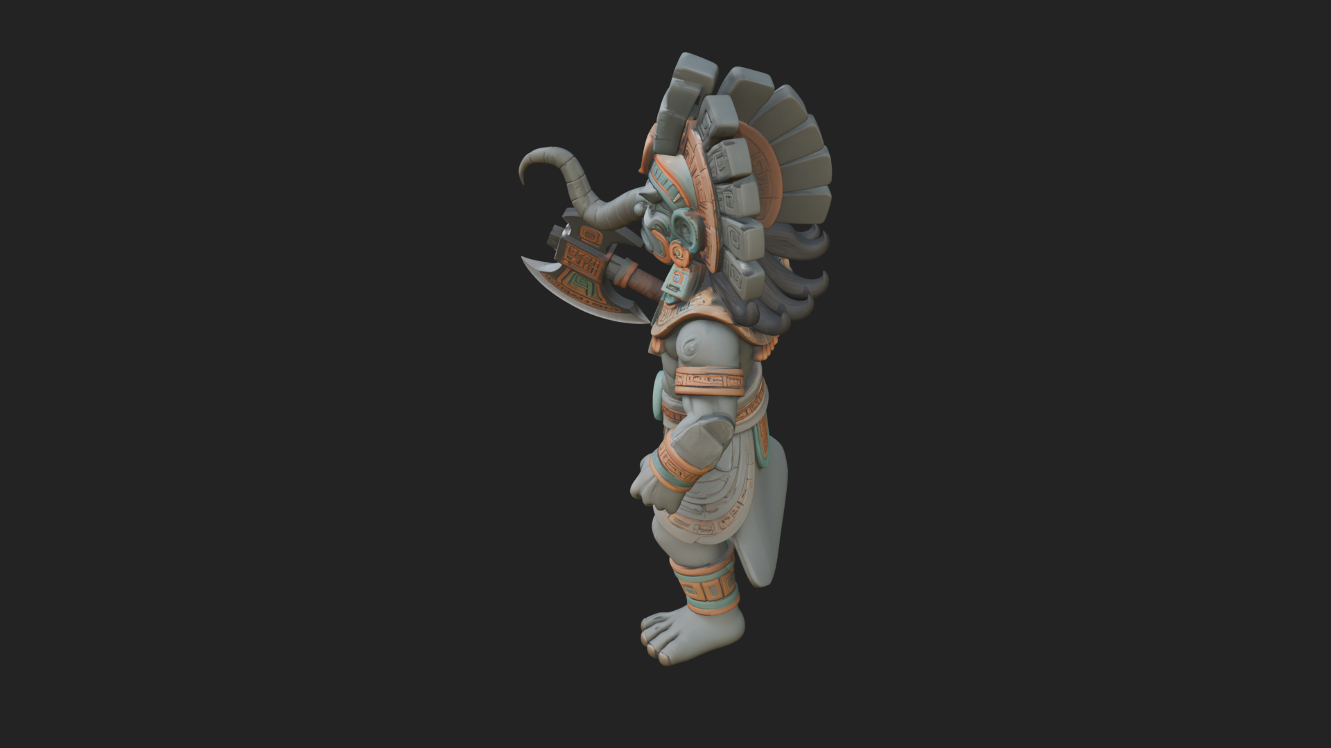 Aztec Feathered Noble Statue Design 22 3D Print Model 3D Model