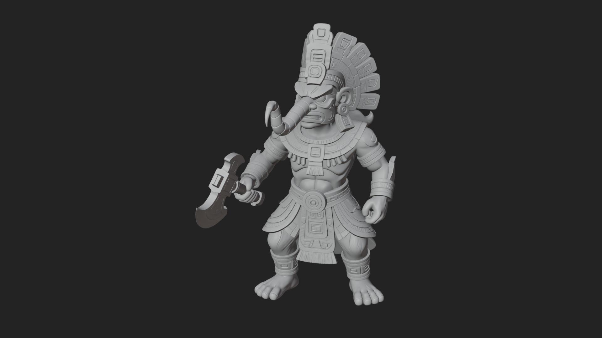 Aztec Feathered Noble Statue Design 22 3D Print Model 3D Model