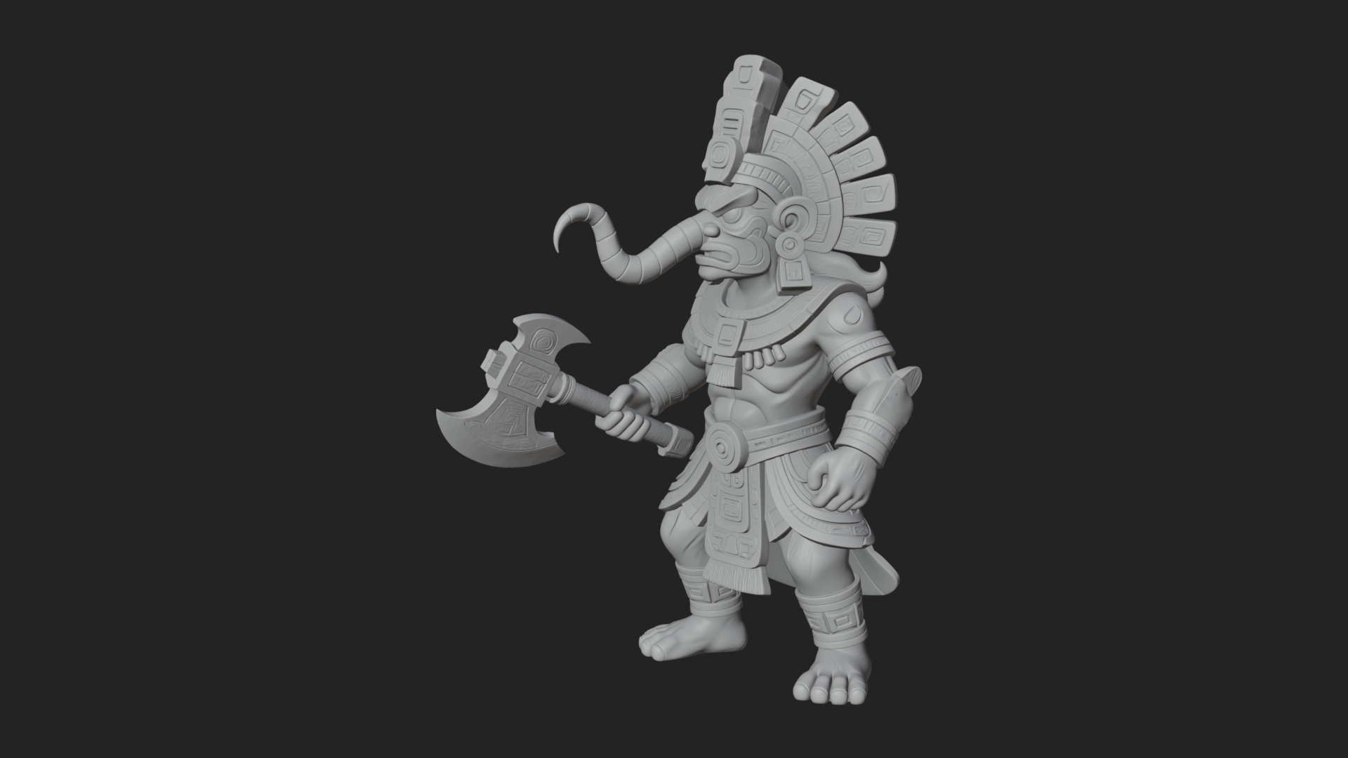 Aztec Feathered Noble Statue Design 22 3D Print Model 3D Model