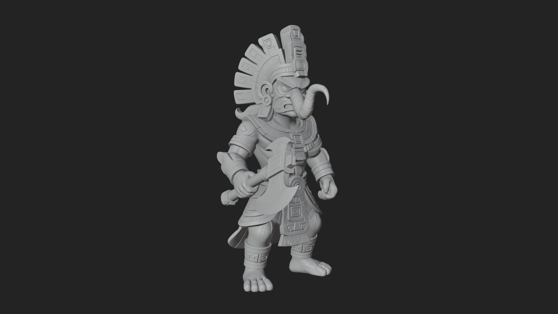 Aztec Feathered Noble Statue Design 22 3D Print Model 3D Model
