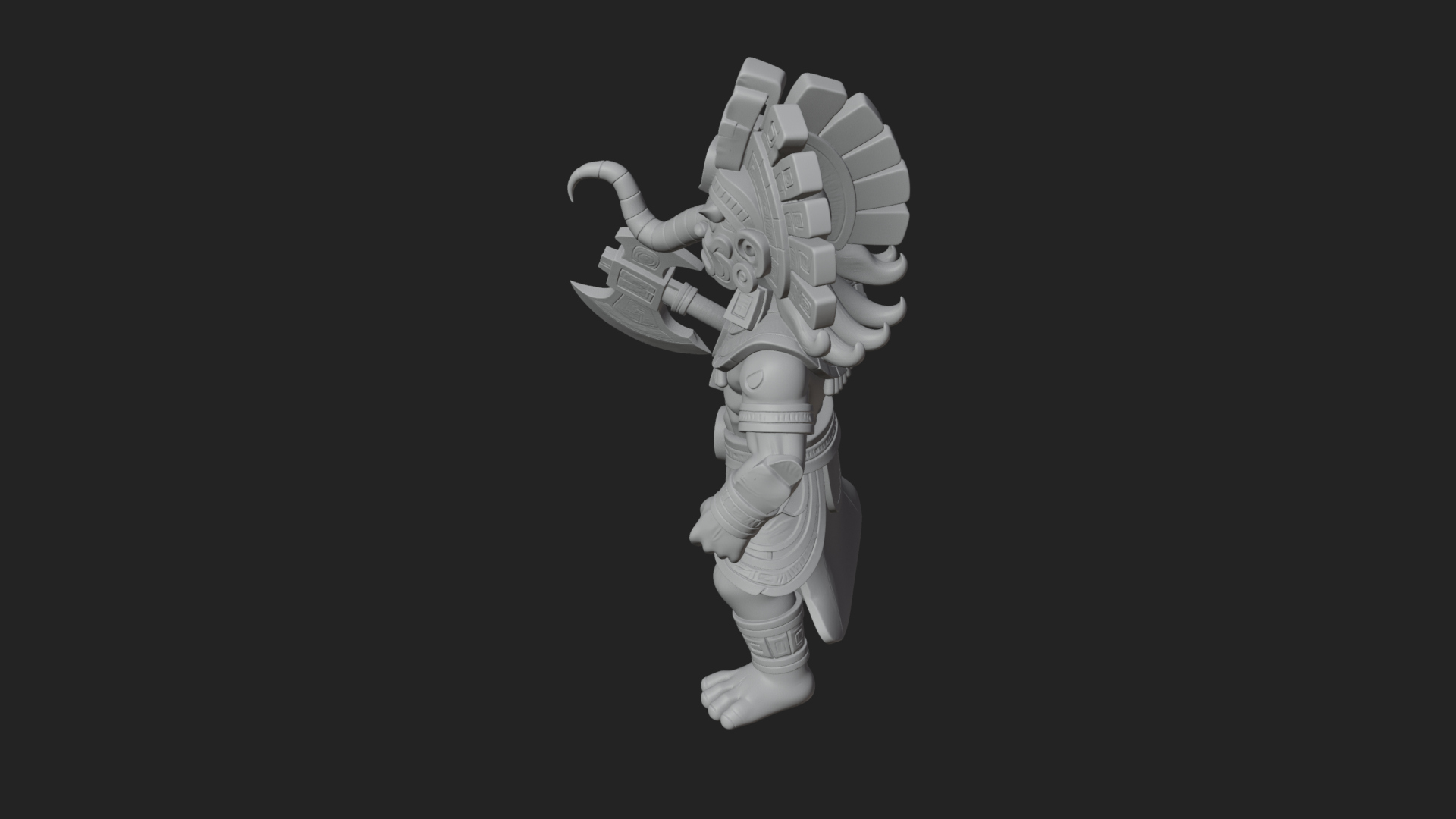 Aztec Feathered Noble Statue Design 22 3D Print Model 3D Model