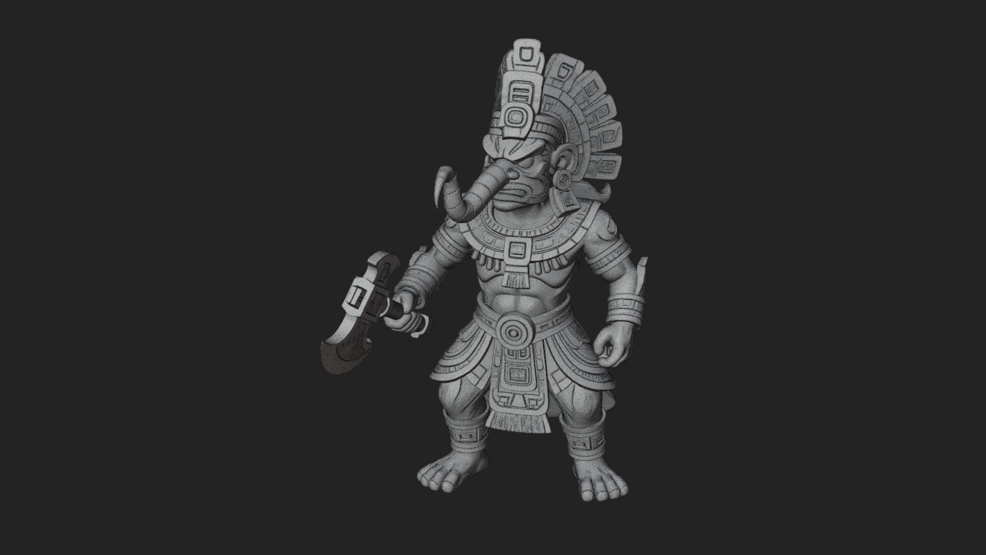 Aztec Feathered Noble Statue Design 22 3D Print Model 3D Model