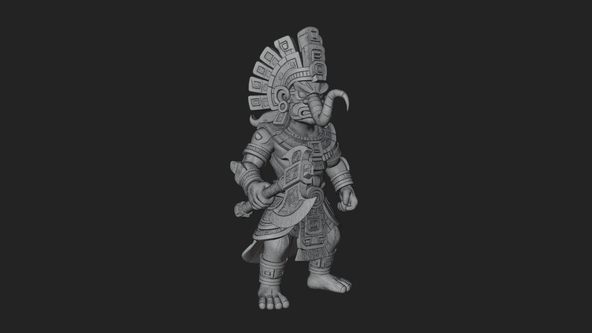 Aztec Feathered Noble Statue Design 22 3D Print Model 3D Model