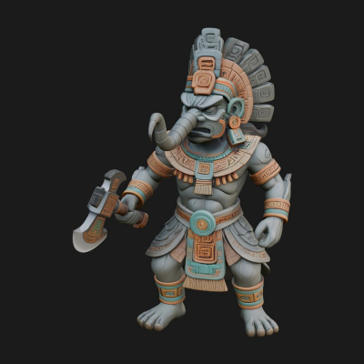 Aztec Feathered Noble Statue Design 22 3D Print Model