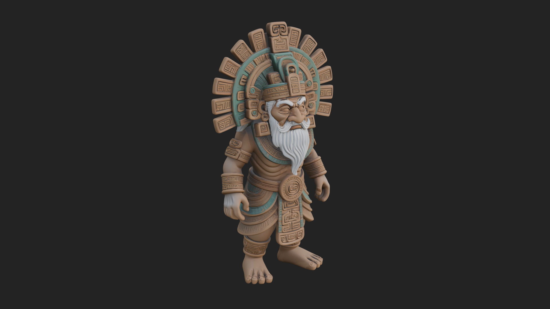 Aztec Feathered Noble Statue Design 23 3D Print Model 3D Model