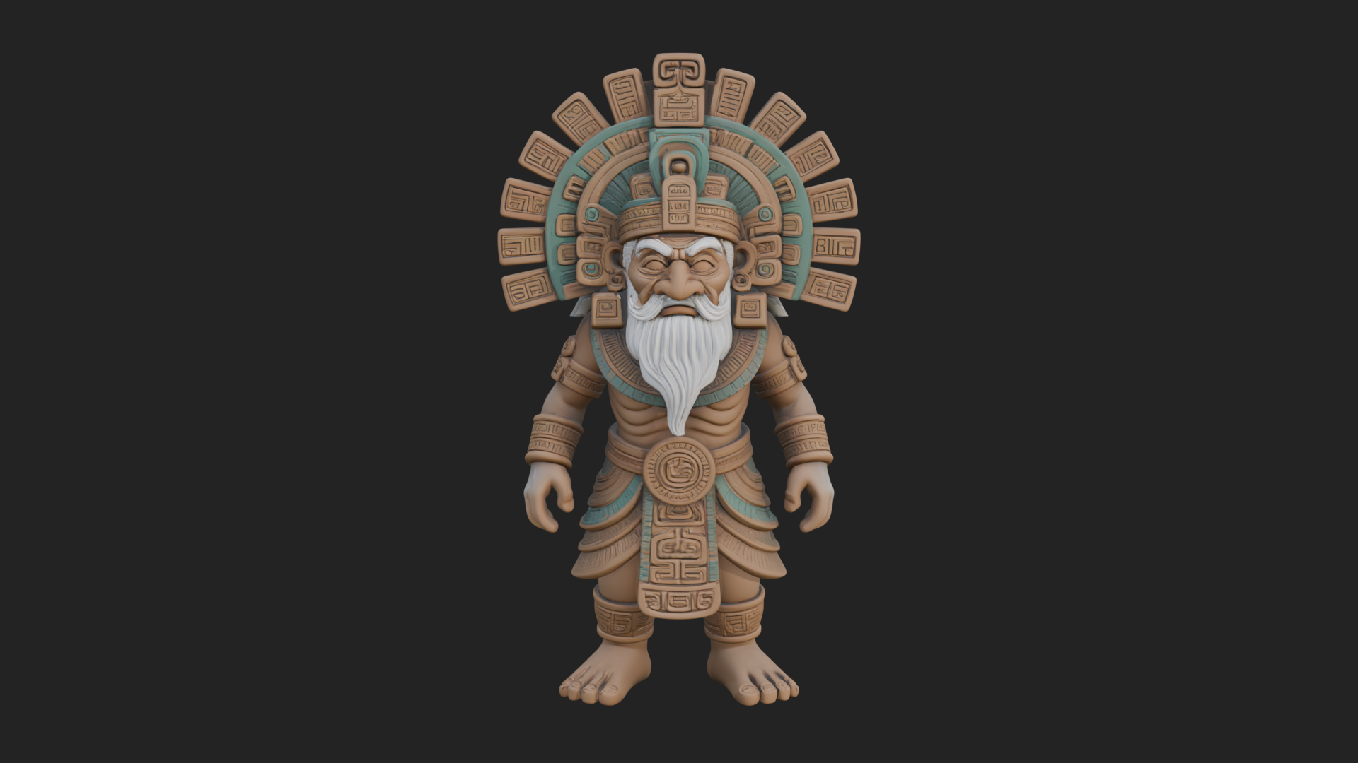 Aztec Feathered Noble Statue Design 23 3D Print Model 3D Model