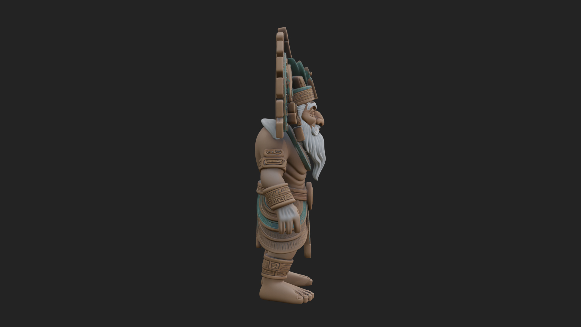 Aztec Feathered Noble Statue Design 23 3D Print Model 3D Model