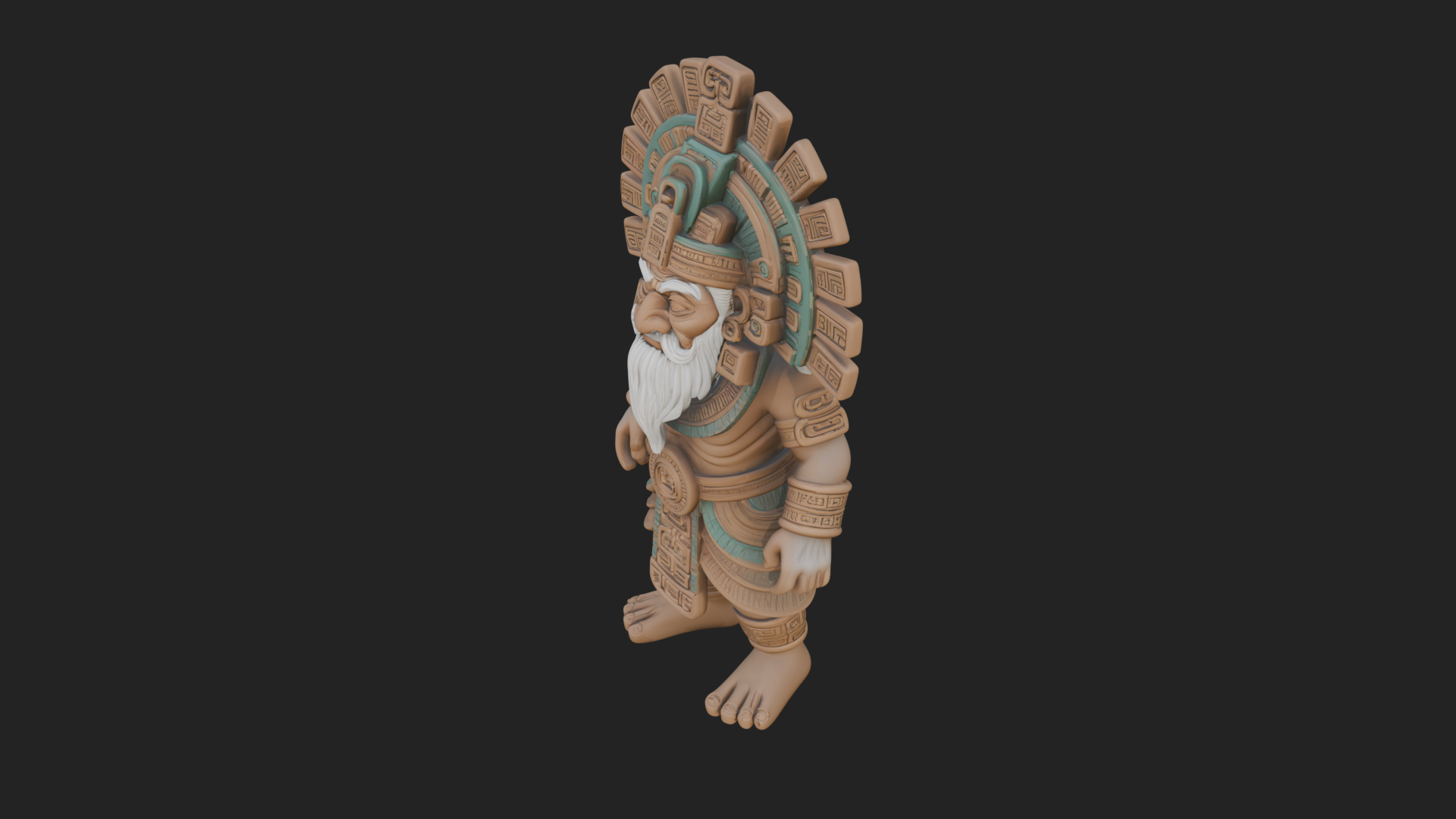 Aztec Feathered Noble Statue Design 23 3D Print Model 3D Model