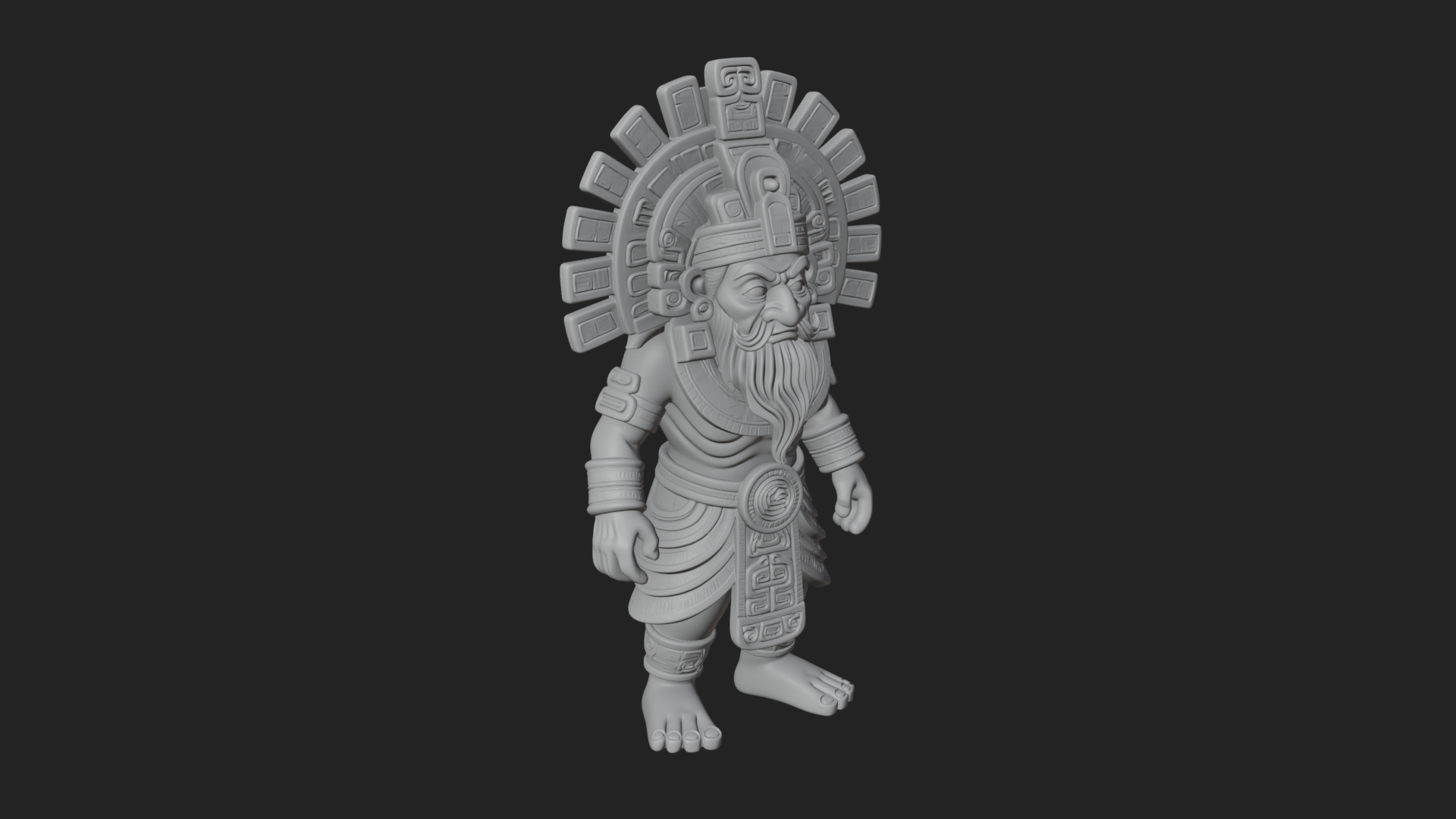 Aztec Feathered Noble Statue Design 23 3D Print Model 3D Model