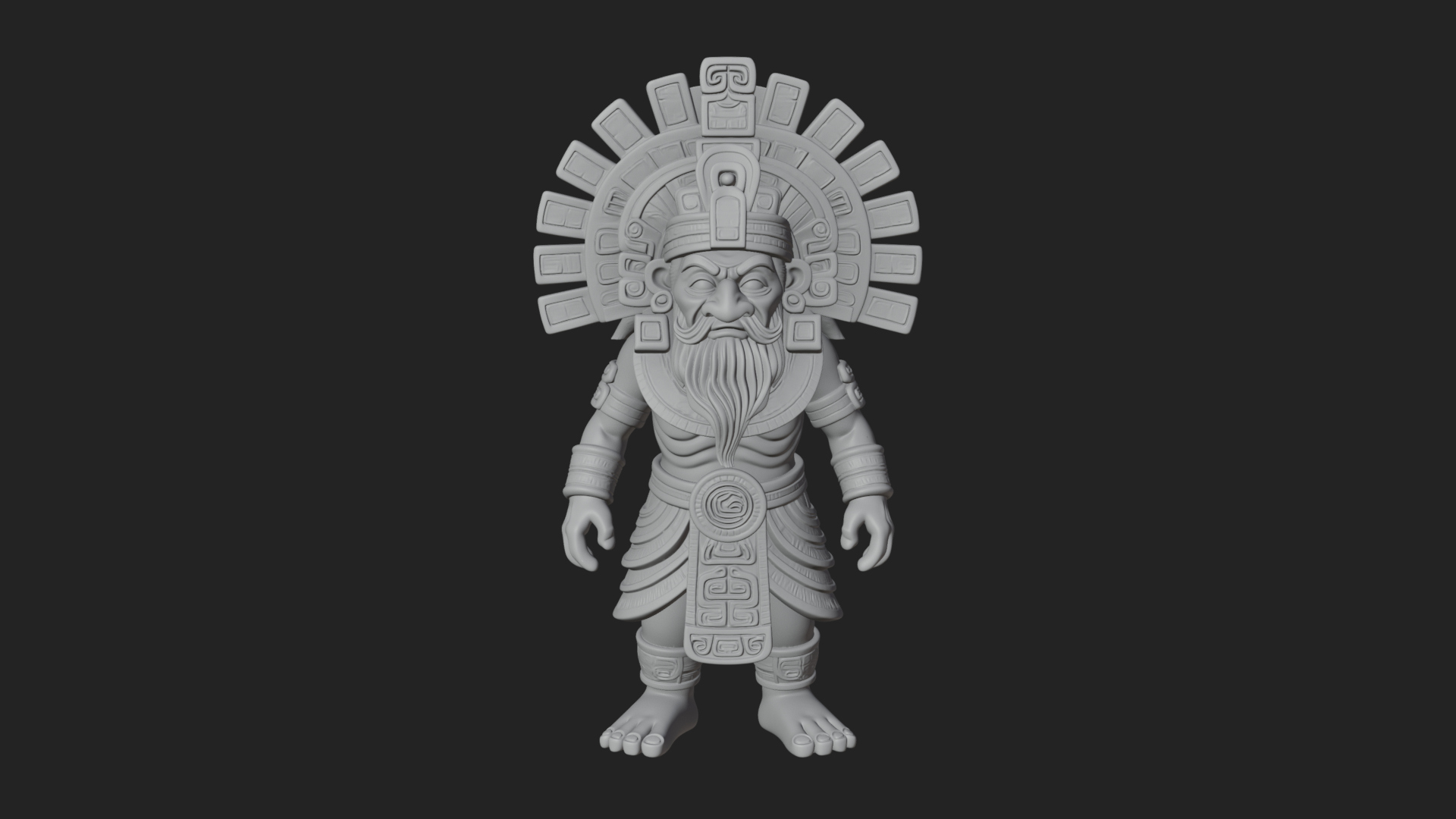 Aztec Feathered Noble Statue Design 23 3D Print Model 3D Model