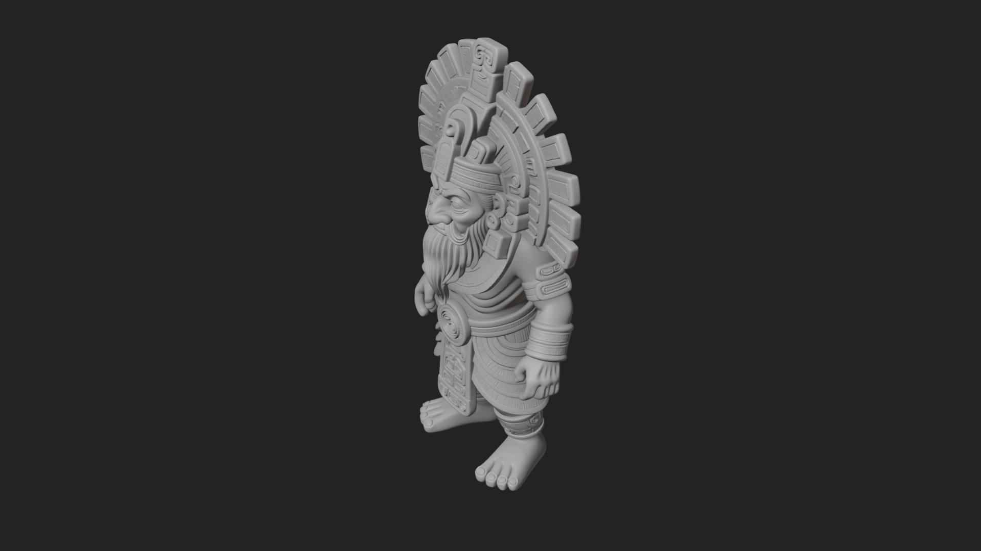 Aztec Feathered Noble Statue Design 23 3D Print Model 3D Model