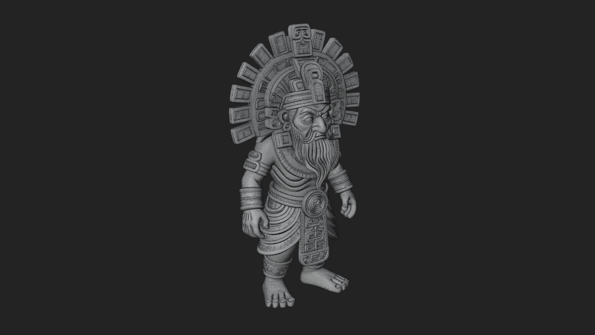 Aztec Feathered Noble Statue Design 23 3D Print Model 3D Model