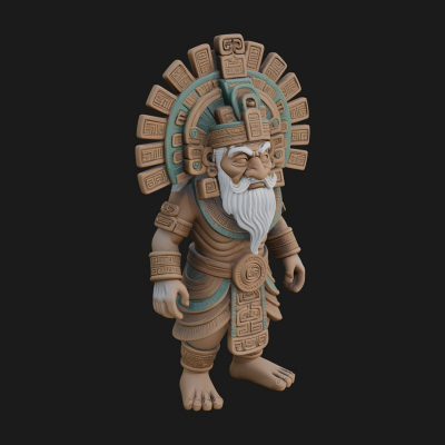 Aztec Feathered Noble Statue Design 23 3D Print Model