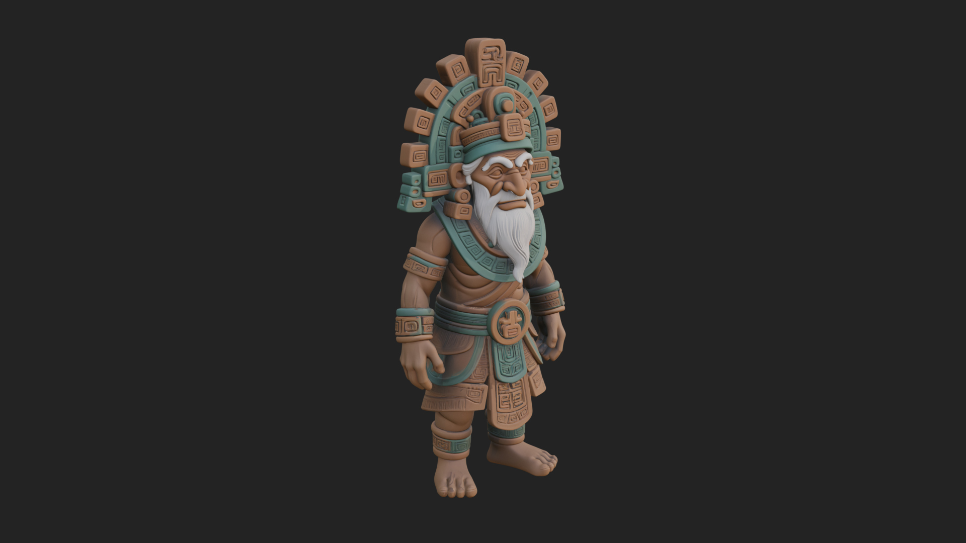Aztec Feathered Noble Statue Design 24 3D Print Model 3D Model