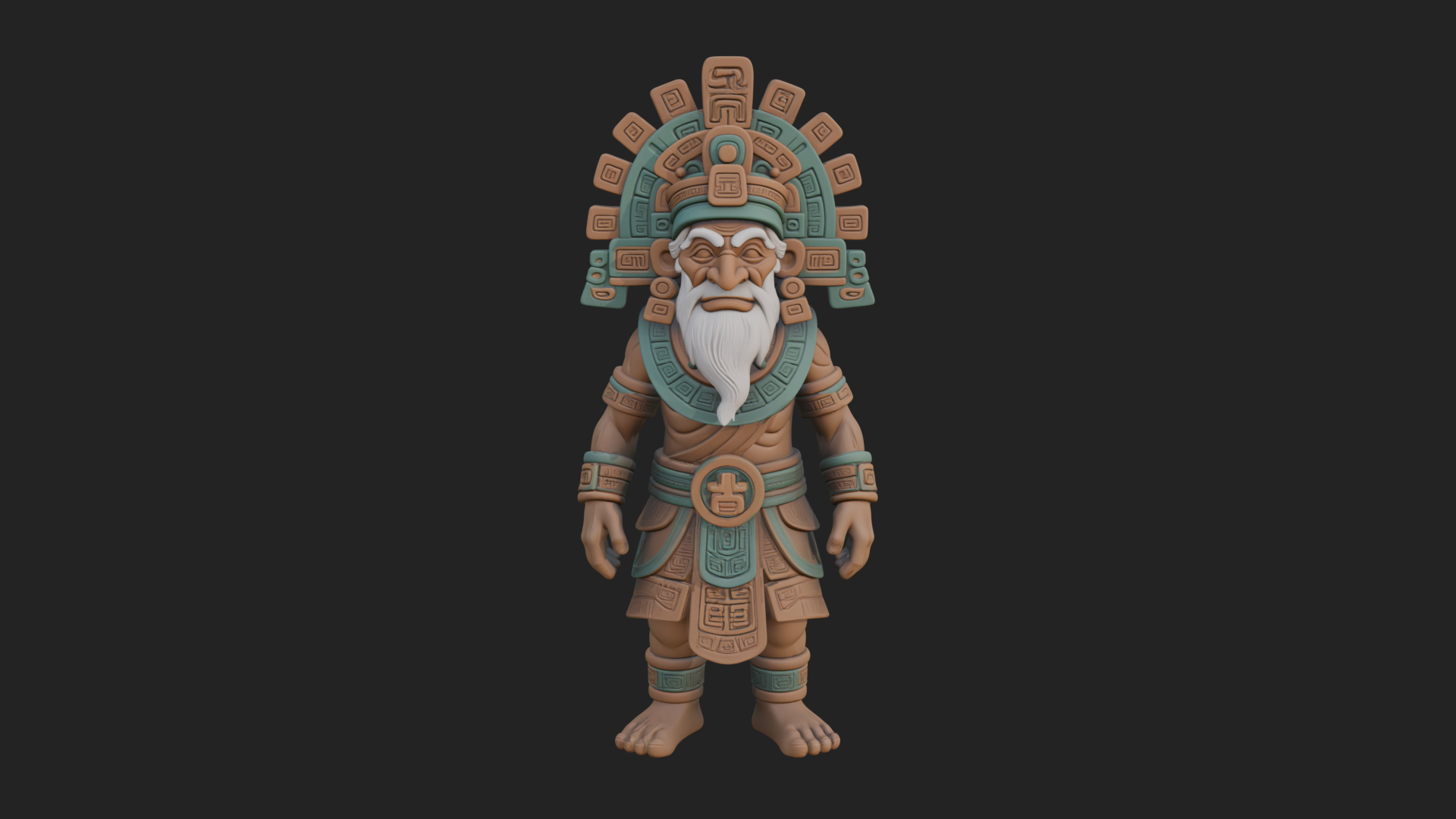 Aztec Feathered Noble Statue Design 24 3D Print Model 3D Model