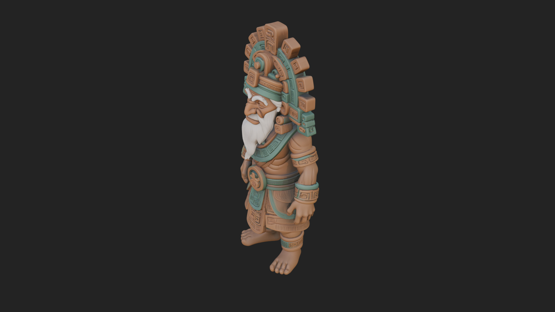 Aztec Feathered Noble Statue Design 24 3D Print Model 3D Model