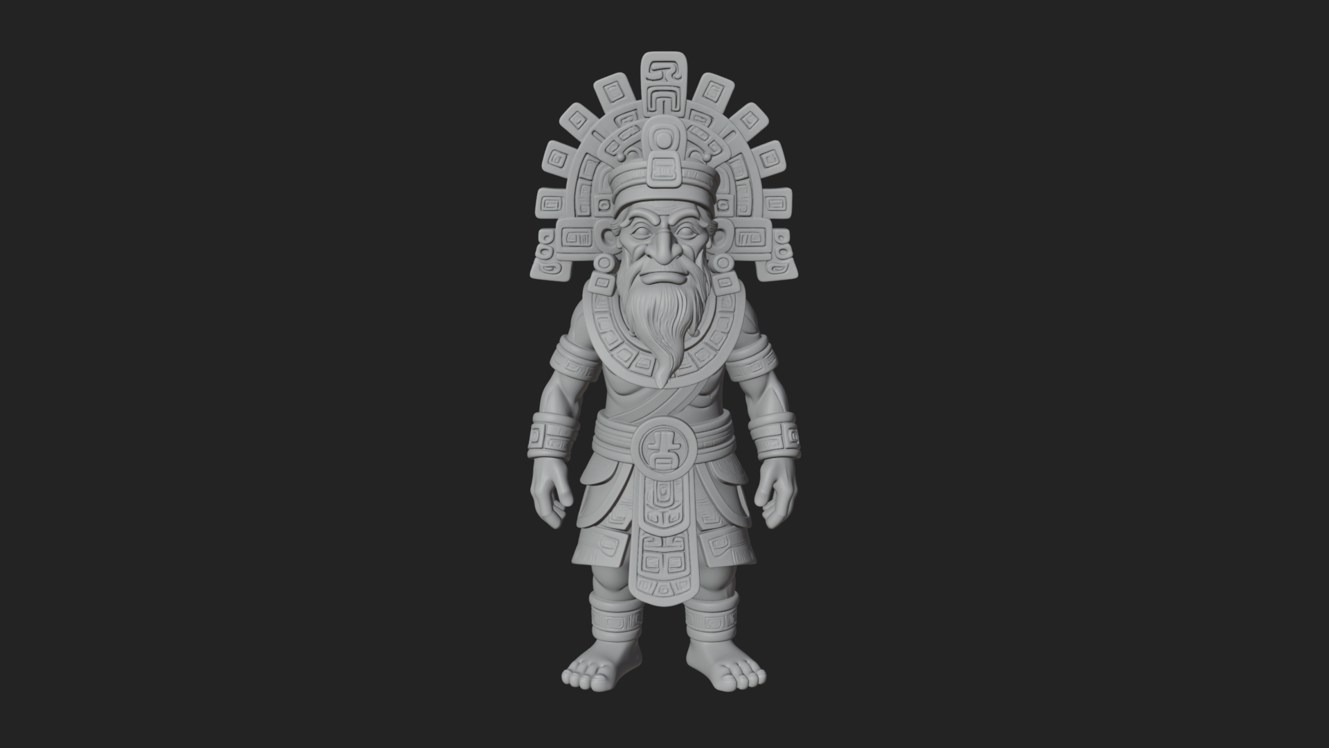 Aztec Feathered Noble Statue Design 24 3D Print Model 3D Model