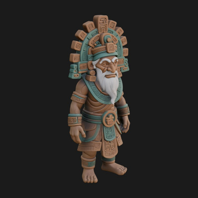 Aztec Feathered Noble Statue Design 24 3D Print Model