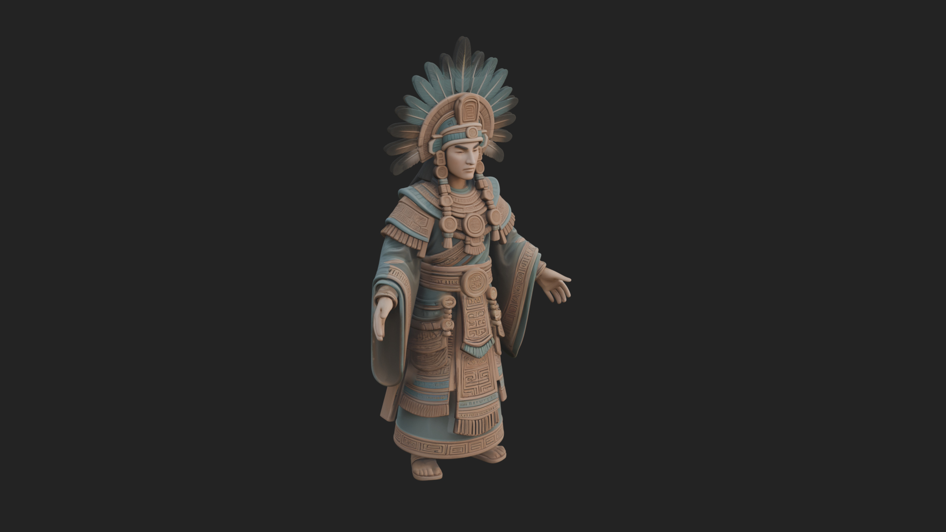 Aztec Feathered Noble Statue Design 3 3D Print Model 3D Model