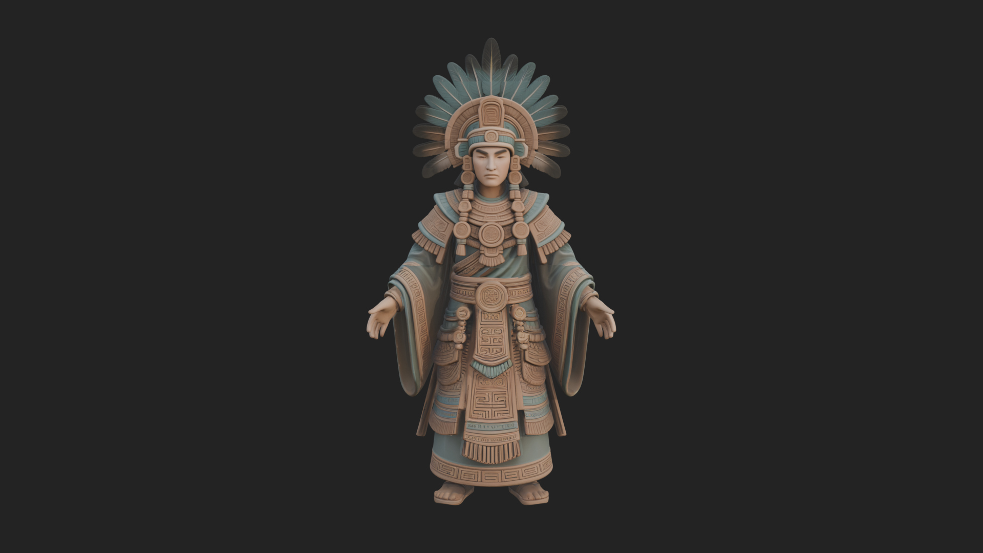 Aztec Feathered Noble Statue Design 3 3D Print Model 3D Model