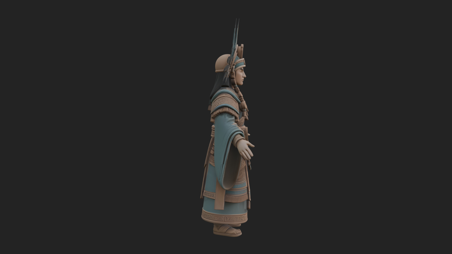 Aztec Feathered Noble Statue Design 3 3D Print Model 3D Model