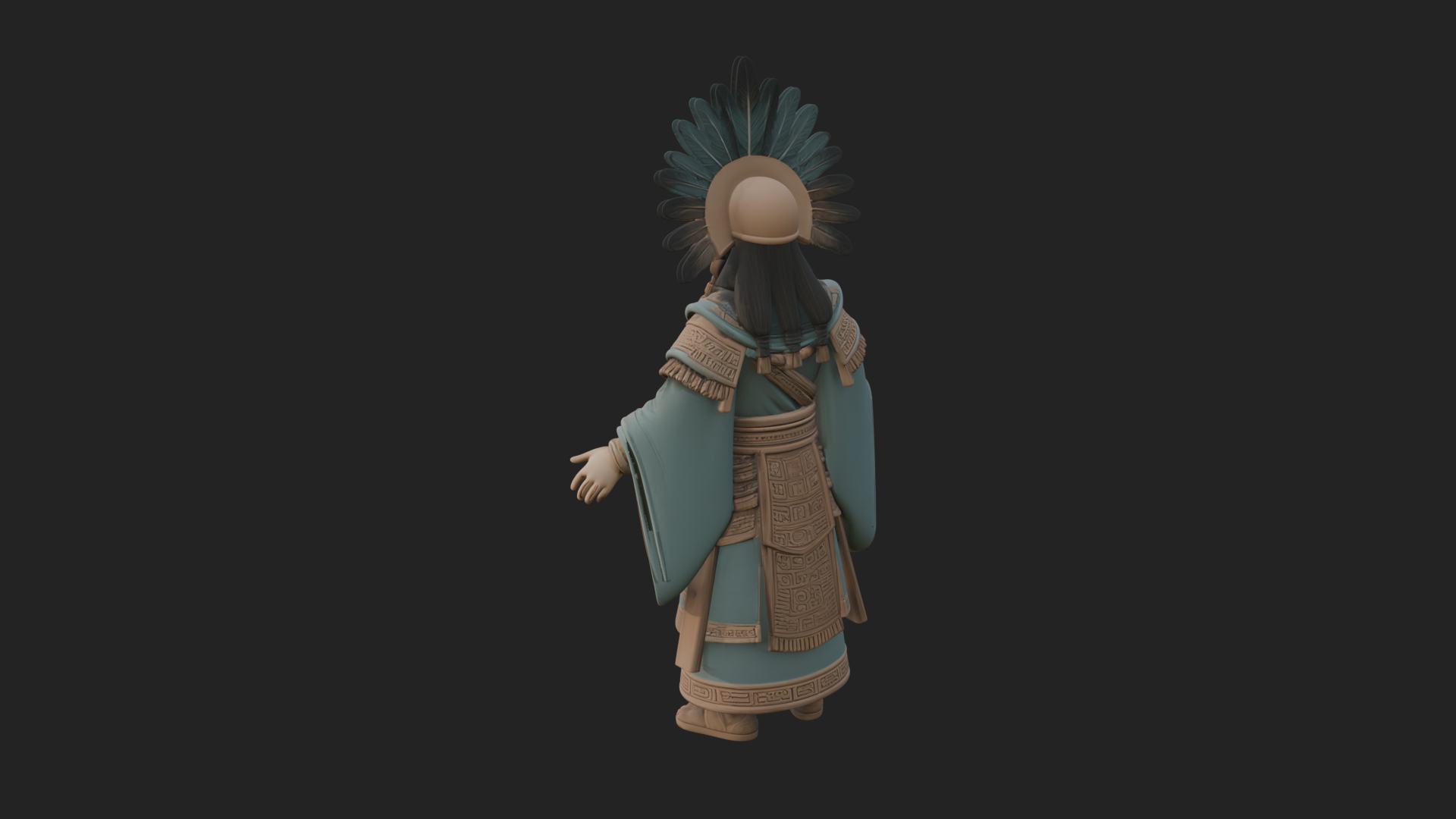 Aztec Feathered Noble Statue Design 3 3D Print Model 3D Model