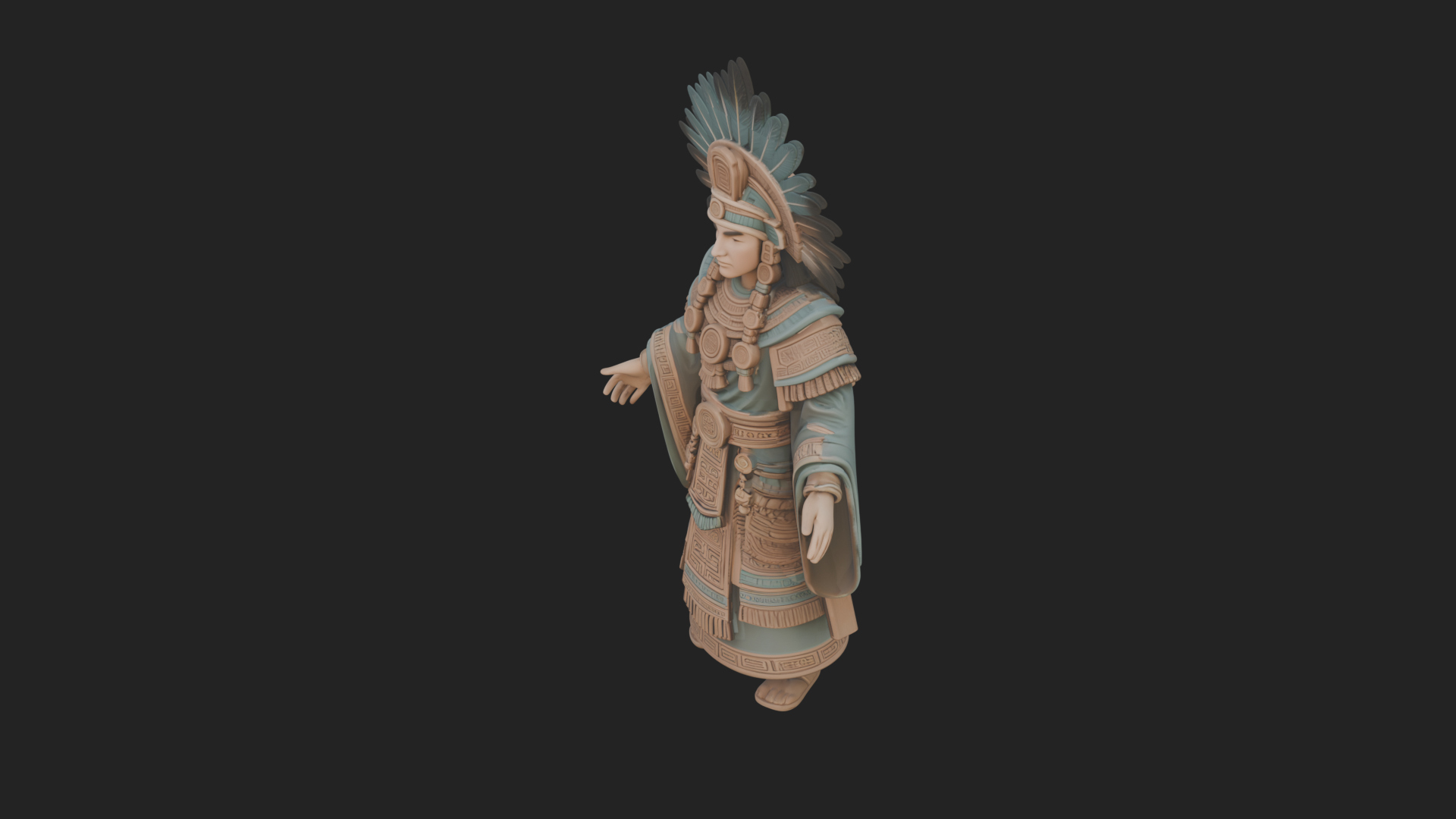 Aztec Feathered Noble Statue Design 3 3D Print Model 3D Model