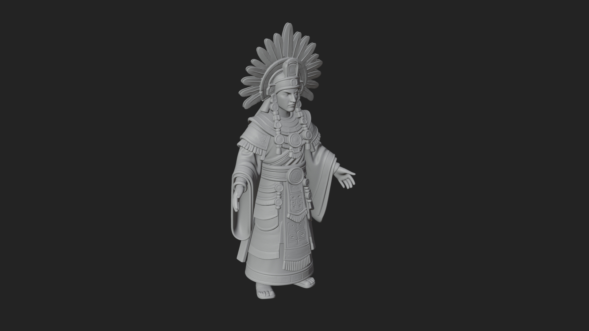 Aztec Feathered Noble Statue Design 3 3D Print Model 3D Model