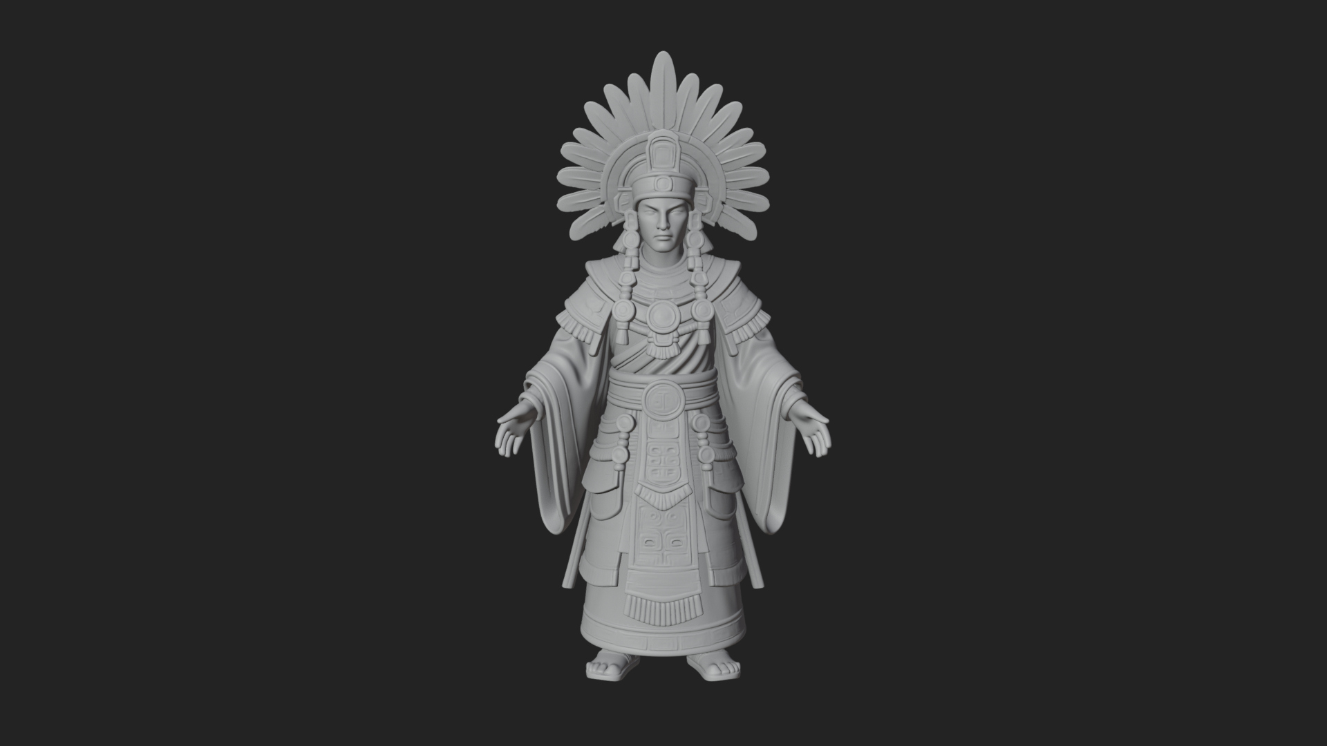 Aztec Feathered Noble Statue Design 3 3D Print Model 3D Model