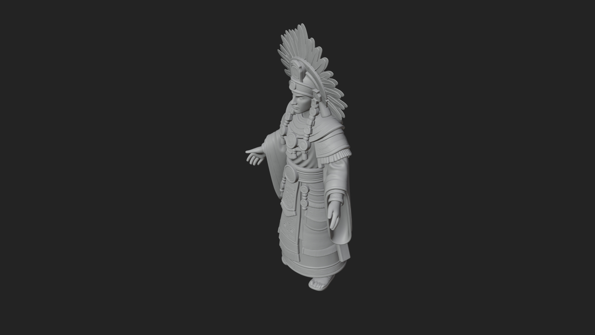 Aztec Feathered Noble Statue Design 3 3D Print Model 3D Model