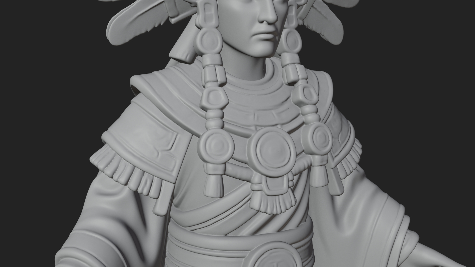 Aztec Feathered Noble Statue Design 3 3D Print Model 3D Model