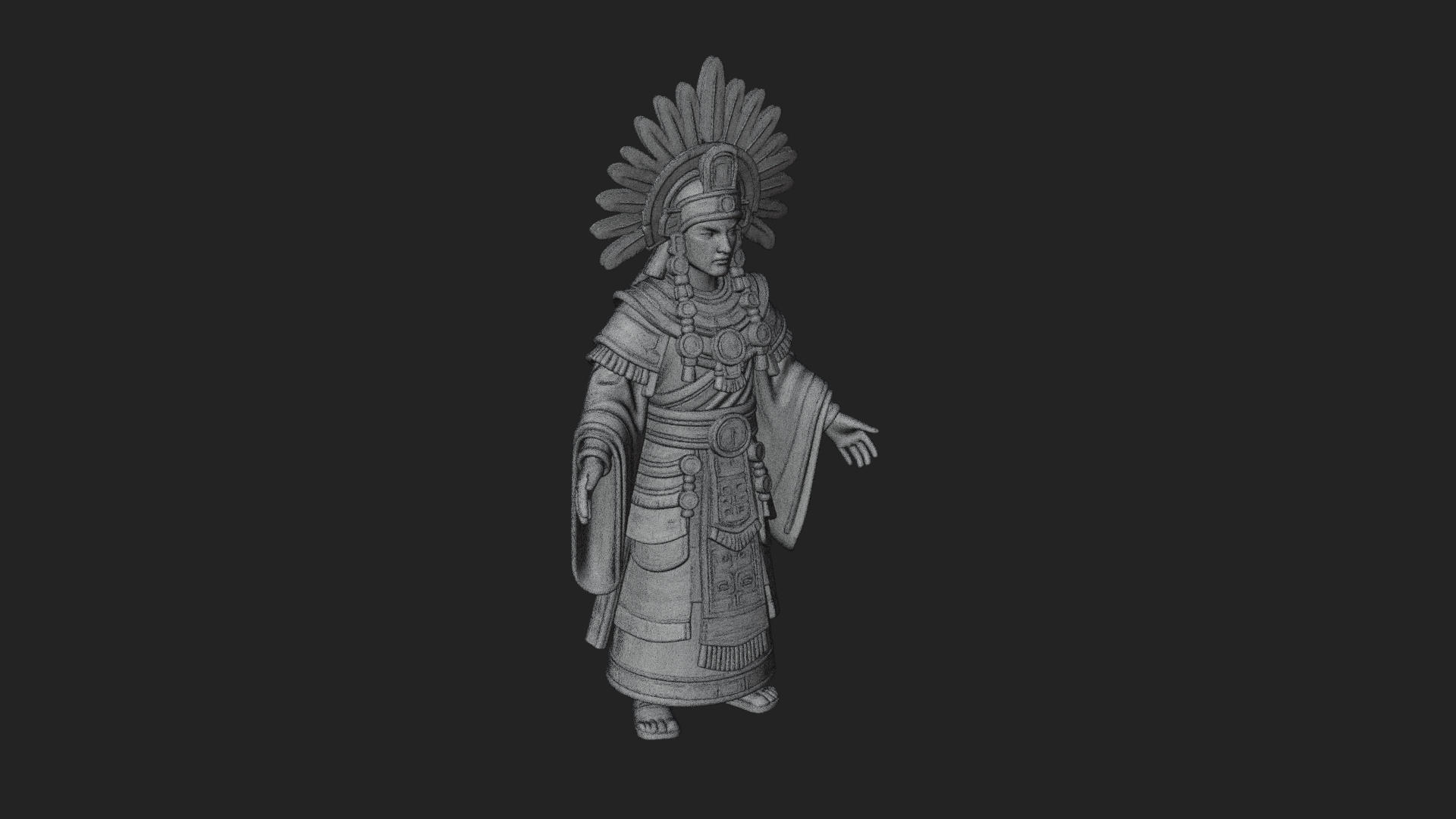 Aztec Feathered Noble Statue Design 3 3D Print Model 3D Model