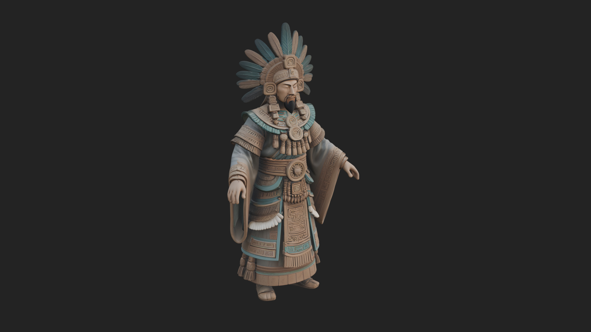 Aztec Feathered Noble Statue Design 4 3D Print Model 3D Model