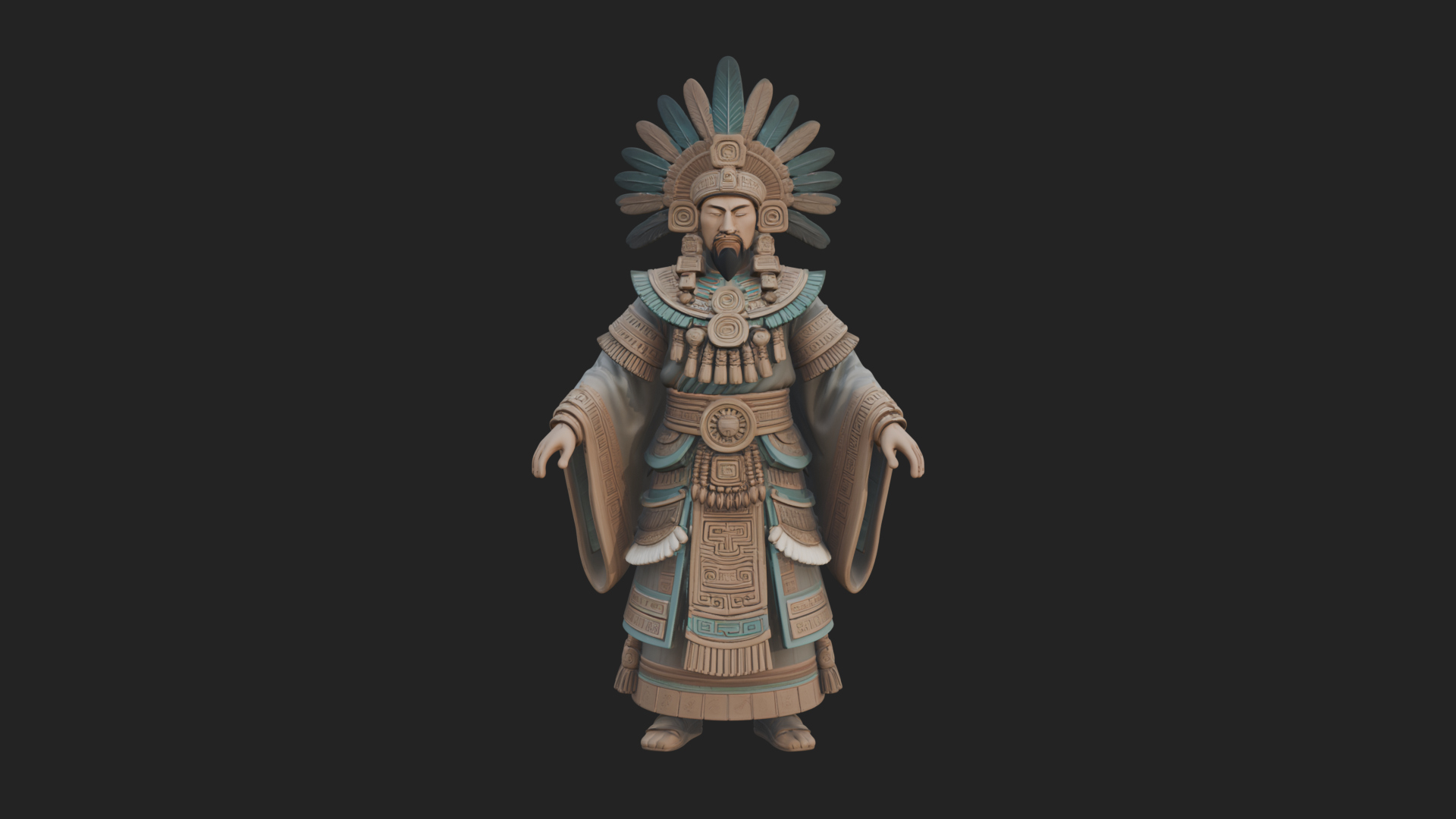 Aztec Feathered Noble Statue Design 4 3D Print Model 3D Model
