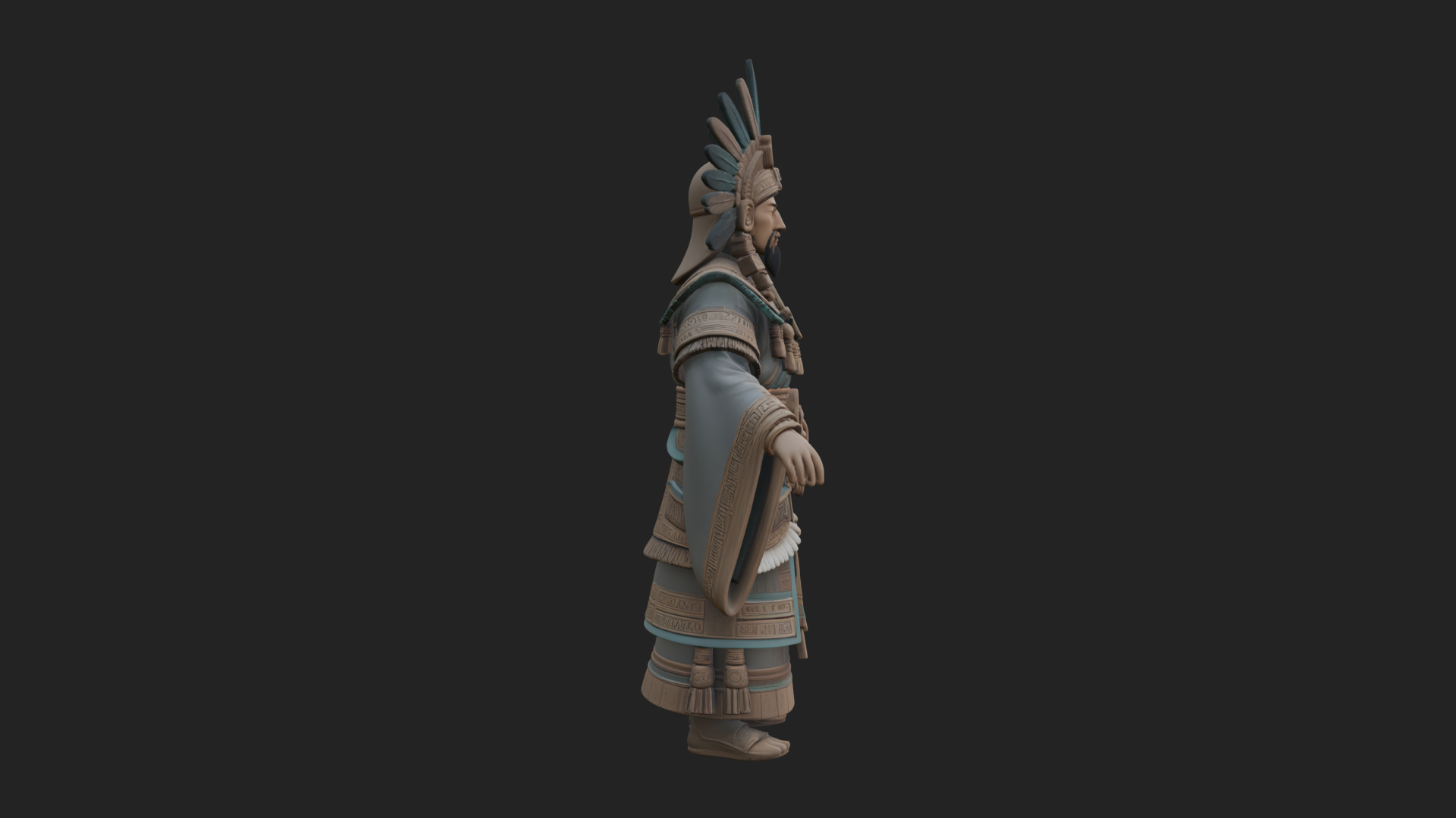 Aztec Feathered Noble Statue Design 4 3D Print Model 3D Model