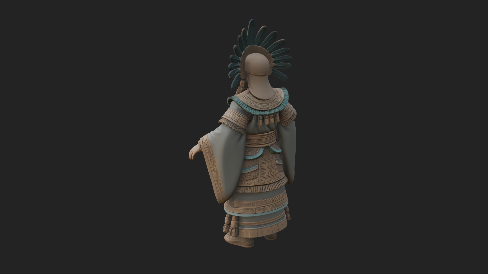 Aztec Feathered Noble Statue Design 4 3D Print Model 3D Model