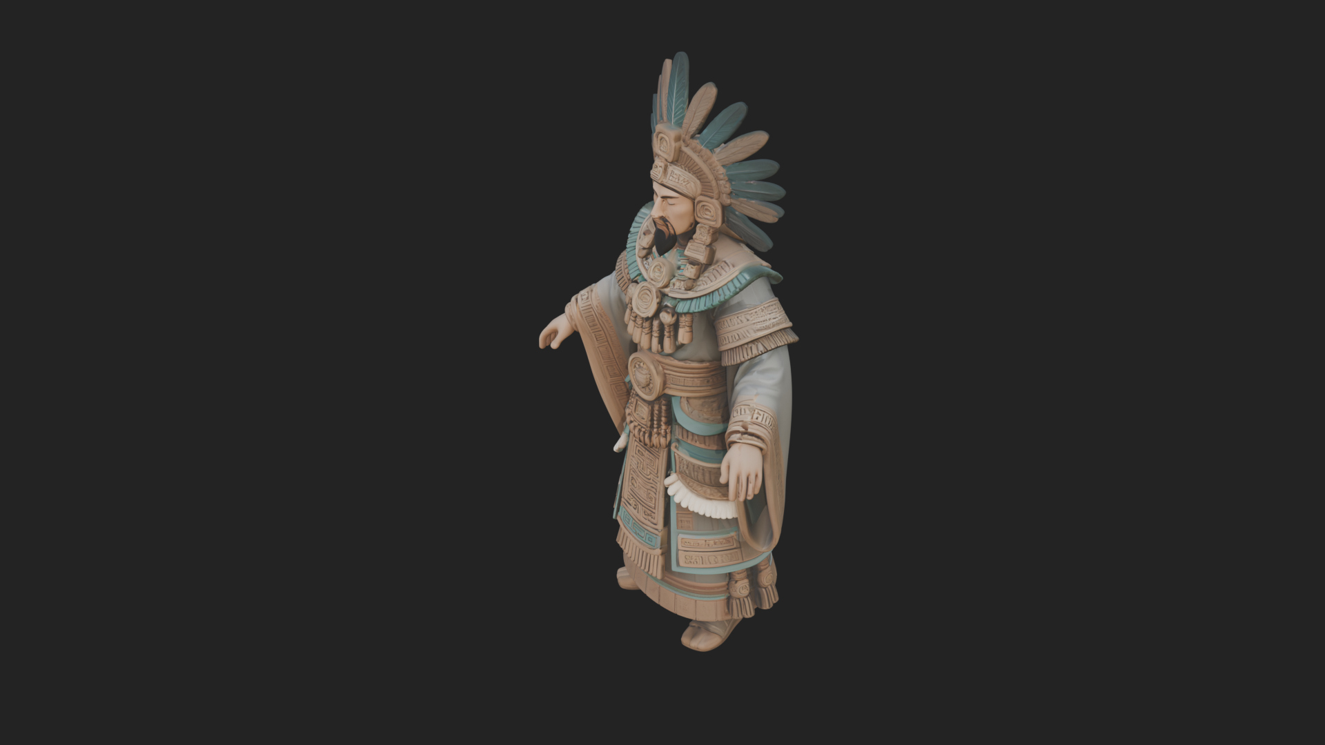Aztec Feathered Noble Statue Design 4 3D Print Model 3D Model