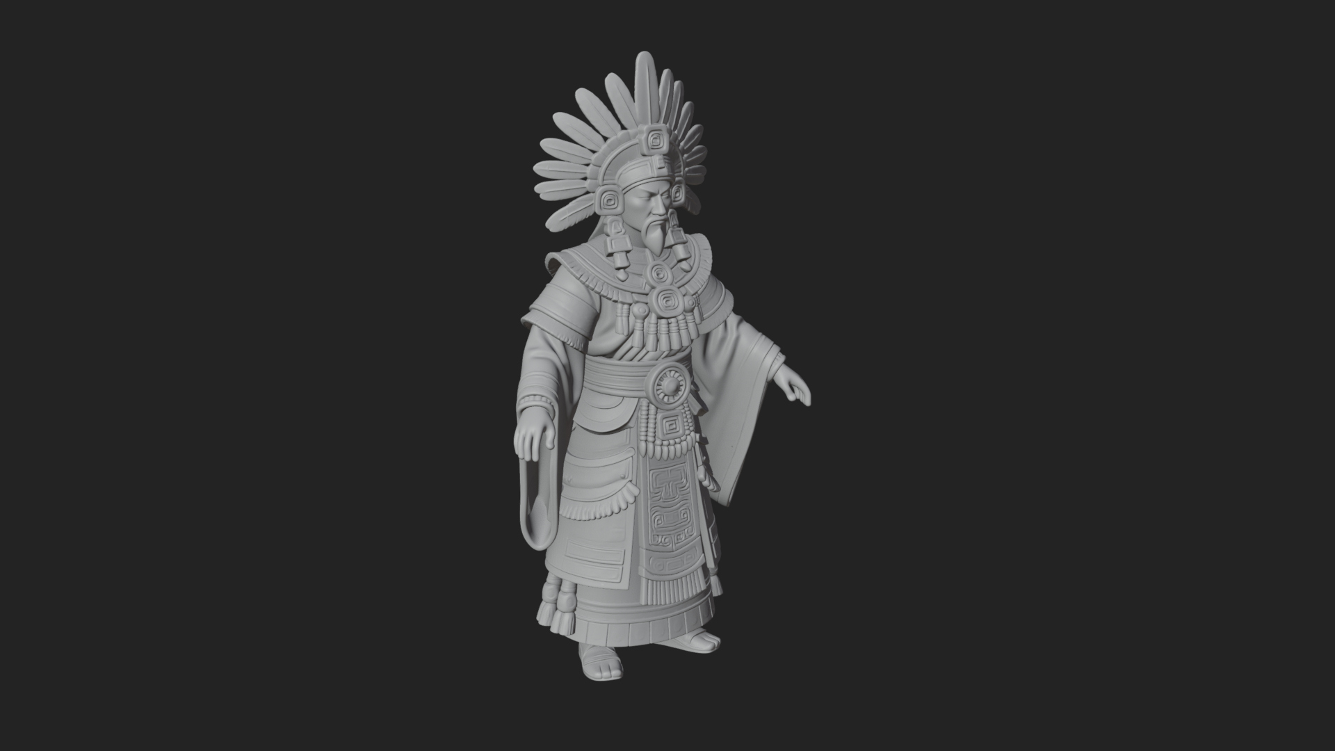 Aztec Feathered Noble Statue Design 4 3D Print Model 3D Model