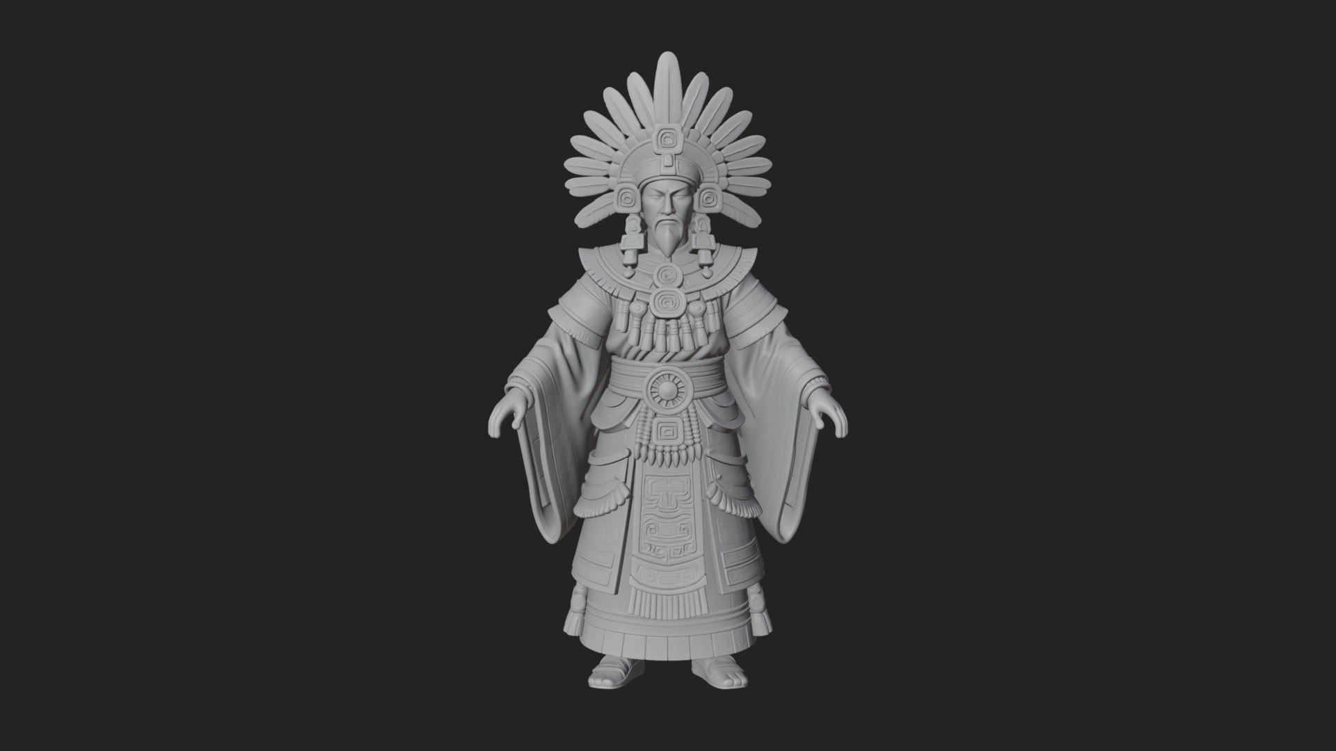 Aztec Feathered Noble Statue Design 4 3D Print Model 3D Model