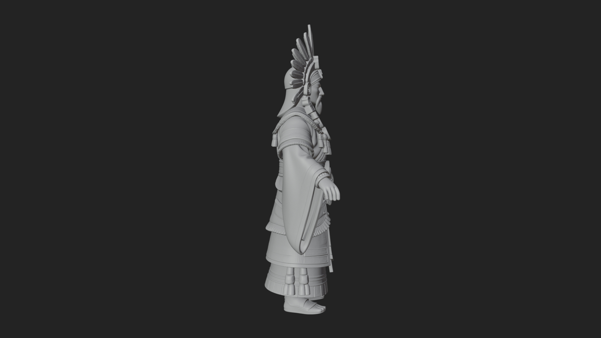 Aztec Feathered Noble Statue Design 4 3D Print Model 3D Model