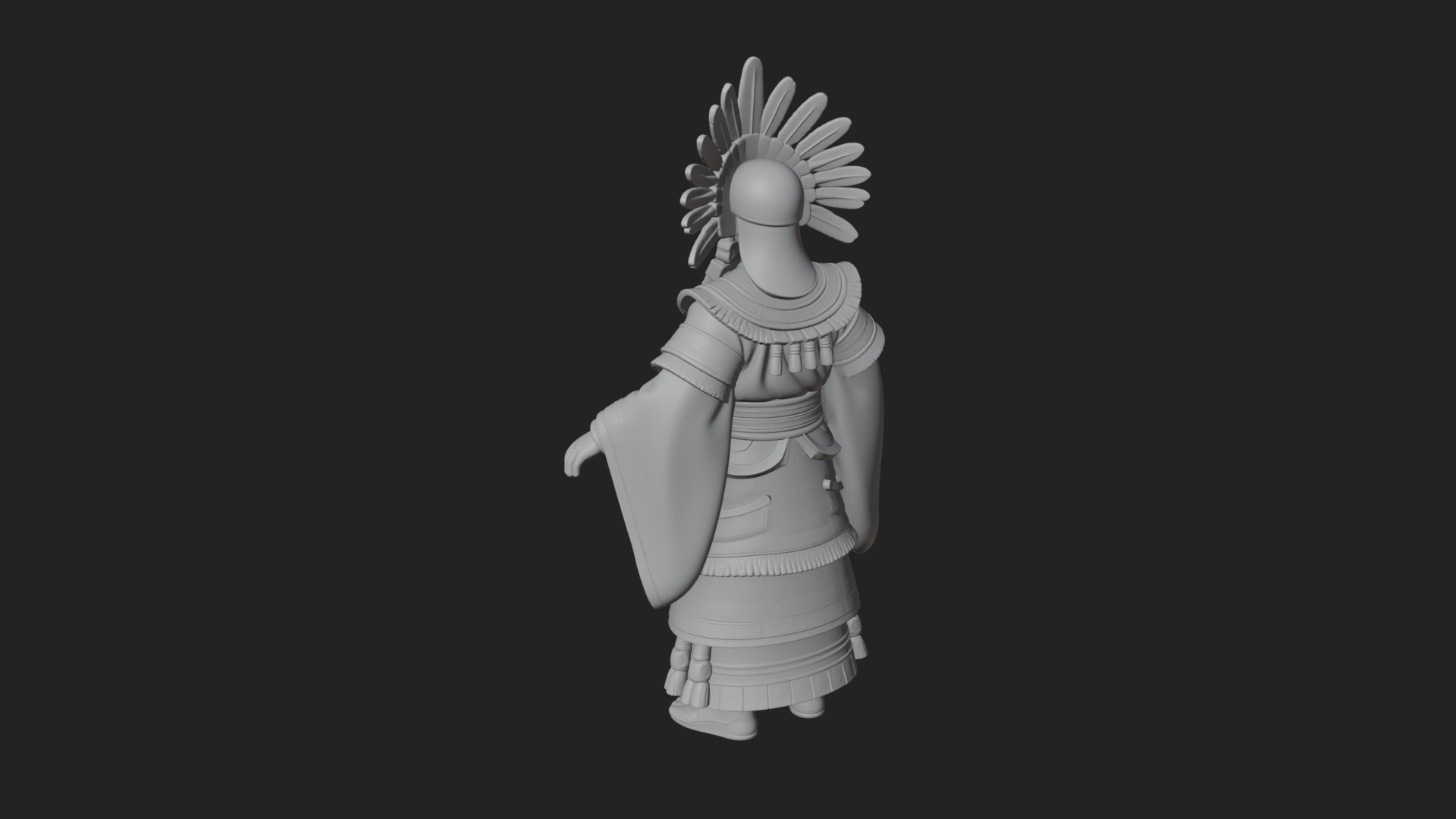 Aztec Feathered Noble Statue Design 4 3D Print Model 3D Model