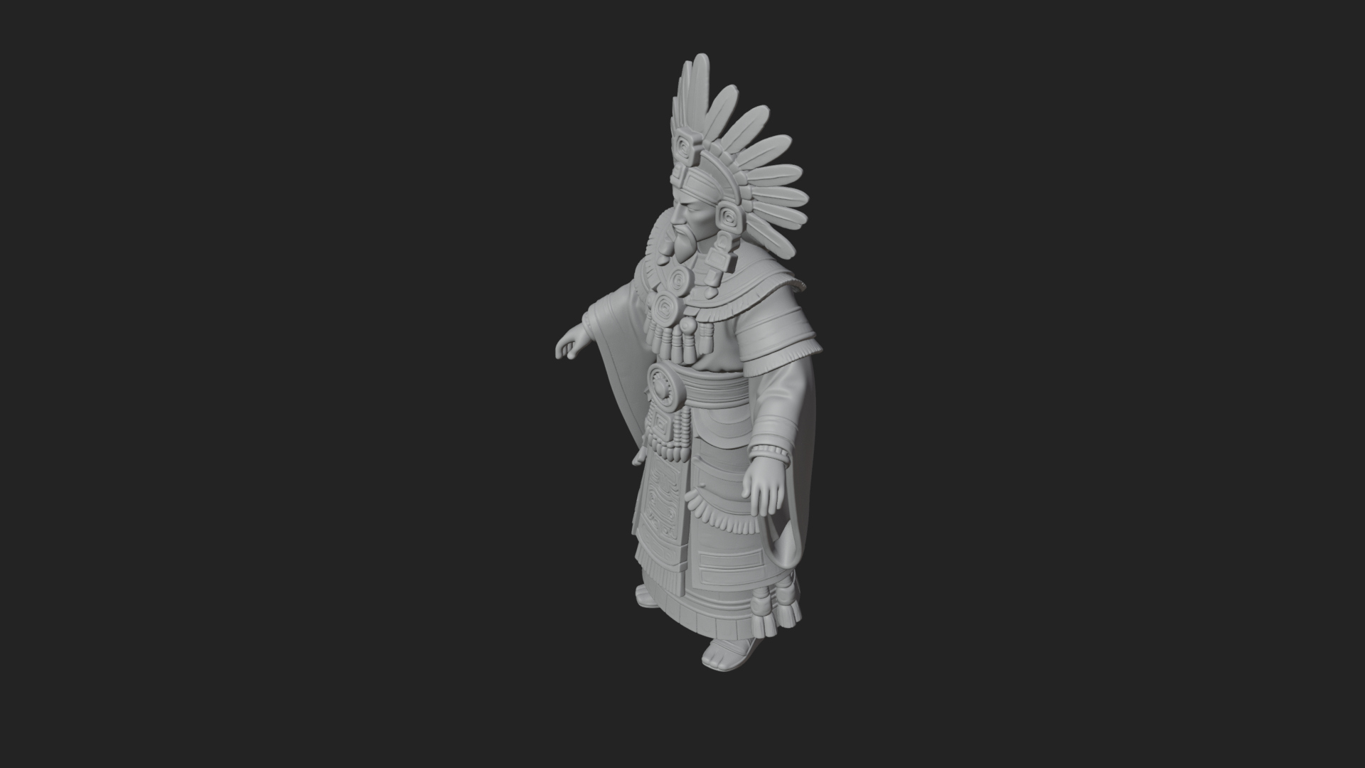 Aztec Feathered Noble Statue Design 4 3D Print Model 3D Model